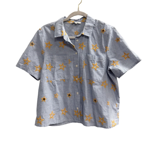 MADEWELL Star Embroidered Striped Shirt
Blue White
Size Large - Picture 2 of 9